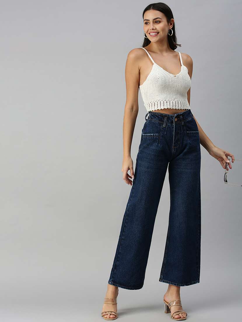 women's plain wide leg jeans - 18306494 -  Standard Image - 3