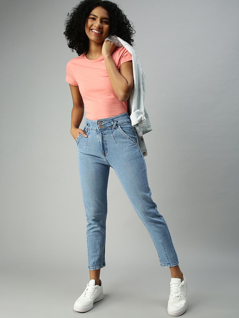 high rise stone washed denim jean - 18306495 - Standard Image - 3