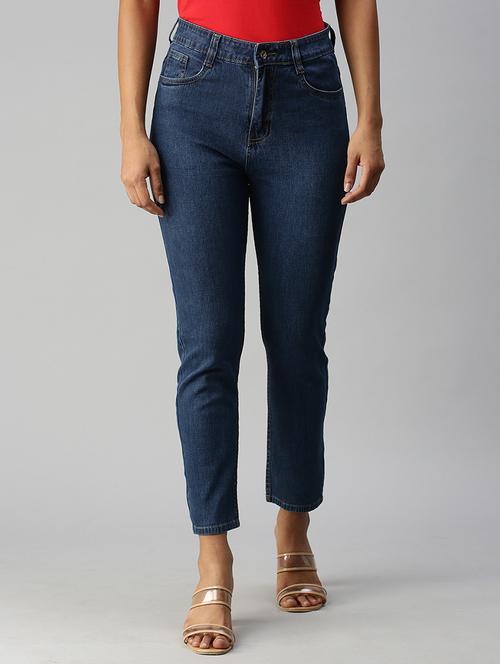 high rise stone washed denim jean - 18306501 -  Standard Image - 0