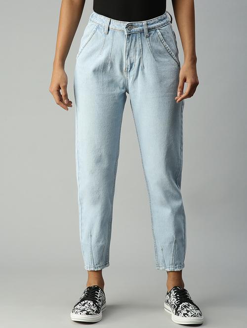high rise stone washed denim jean - 18306502 -  Standard Image - 0