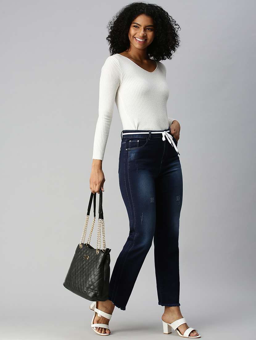 women's distress straight fit jeans - 18306534 -  Standard Image - 3
