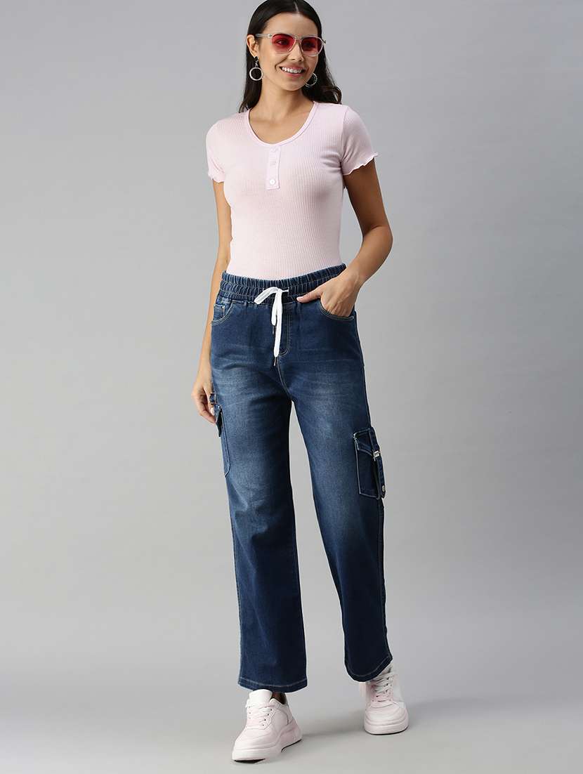 women's plain cargo jeans - 18306561 -  Standard Image - 3
