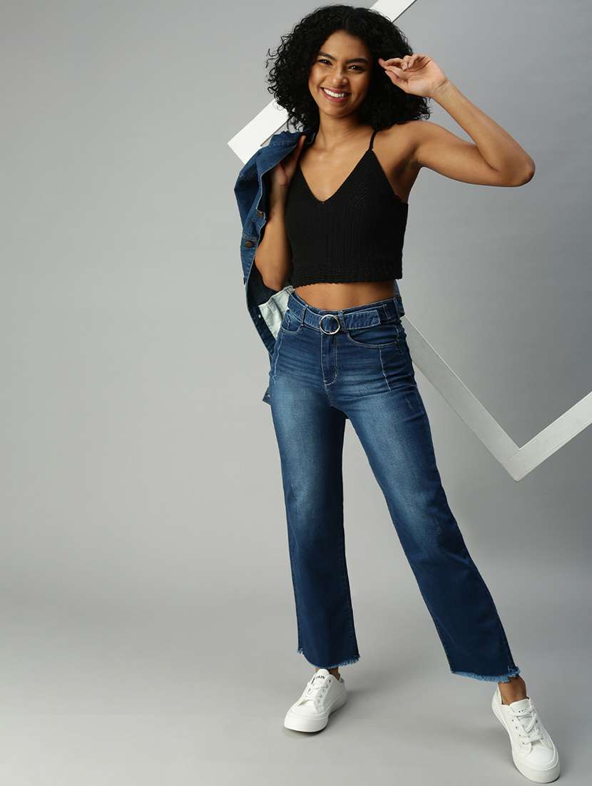 women's plain straight fit jeans - 18306568 -  Standard Image - 3