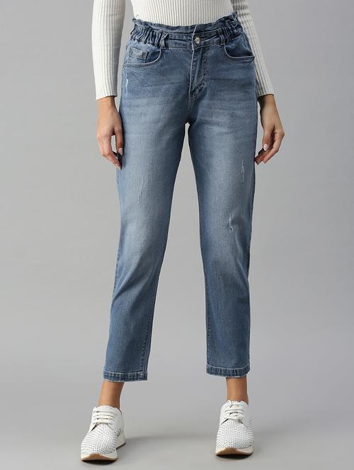 high rise distress wash denim jean - 18306595 - Standard Image - 0