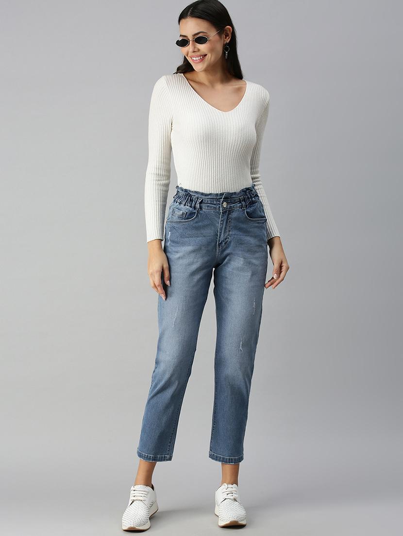 high rise distress wash denim jean - 18306595 - Standard Image - 3