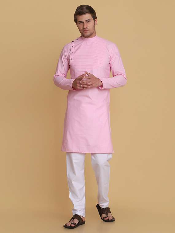 pink solid long kurta
