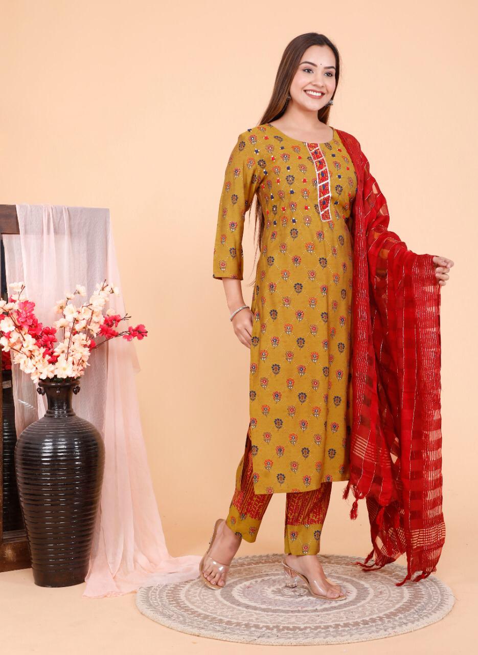 cotton printed suit with dupatta set  - 18308028 -  Zoom Image - 0