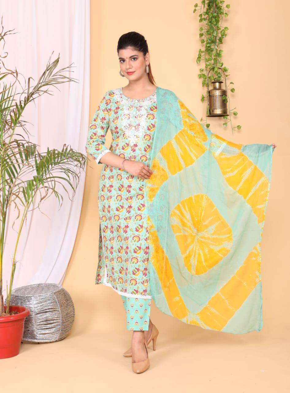 cotton printed suit with dupatta set - 18308029 - Zoom Image - 0