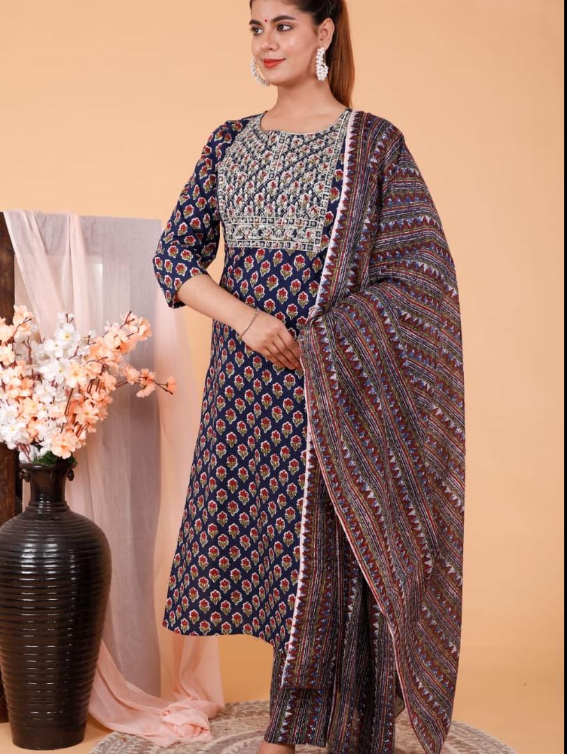 cotton printed suit with dupatta set - 18308031 - Zoom Image - 0