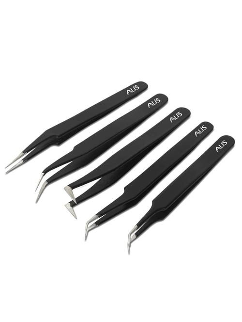 alis professional stainless steel black eyelash tweezers,extension non magnetic esd set of 5 bp-bn7 (bp-bn7 setof 5) - 18308111 - Standard Image - 0
