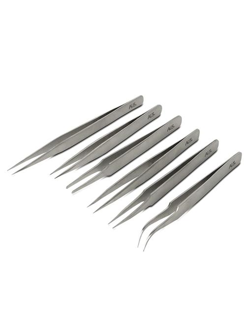 alis 6 pcs esd precision multifunction tweezers set, upgraded professional anti-static tweezers ss set of 6 (stainless steel) - 18308123 - Standard Image - 0