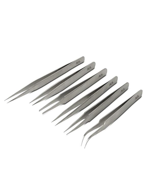 alis 6 pcs esd precision multifunction tweezers set, upgraded professional anti-static tweezers ss set of 6 (stainless steel) - 18308123 - Zoom Image - 0