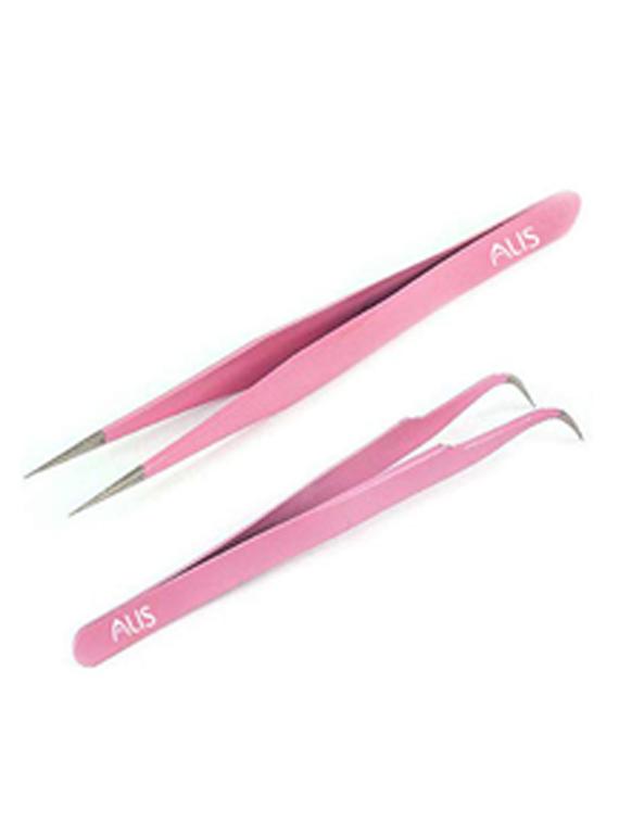 alis tweezer set 2 pcs for women and men|premium stainless steel flat & pointed tip for facial hair (pink sq45) - 18308148 - Zoom Image - 0