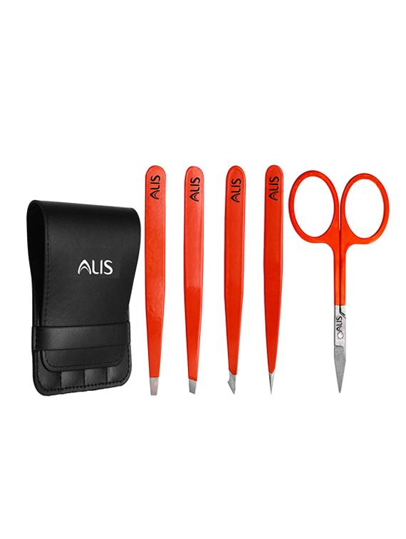 alis professional tweezer set with trimming scissor set of 5 pcs combo (blood red) - 18308172 - Zoom Image - 0