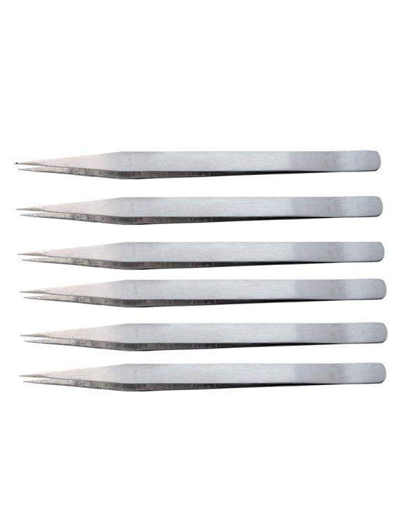 alis set of 6 non-magnetic stainless steel tweezers - heavy duty for electronic gadgets & personal care - 18308189 - Zoom Image - 0