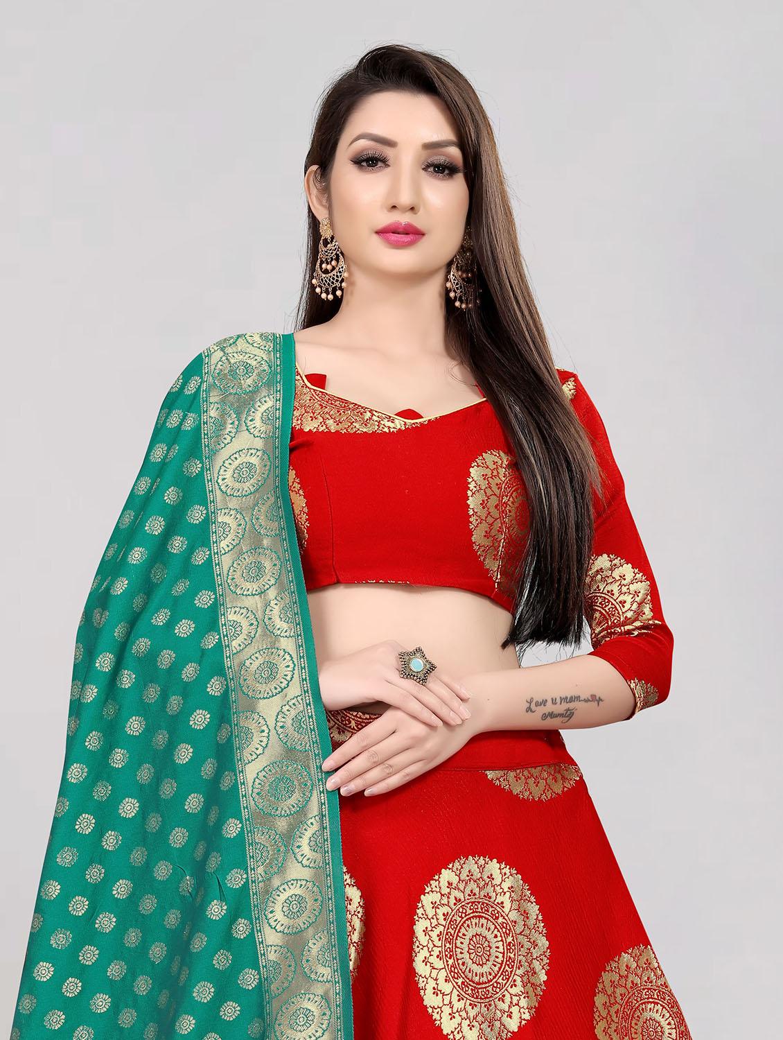 red banarasi flared lehenga - 18308345 - Standard Image - 3