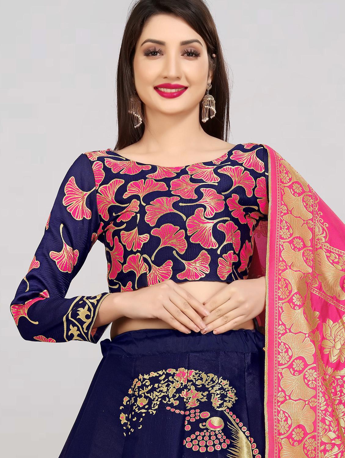 pink banarasi flared lehenga - 18308563 - Standard Image - 3