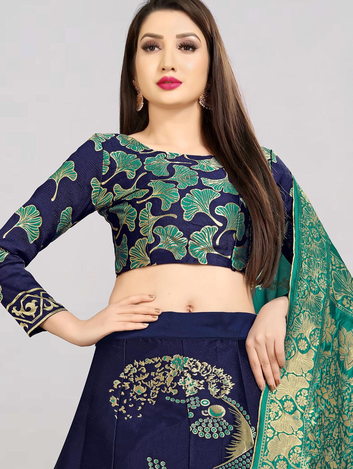 green banarasi flared lehenga - 18308566 - Standard Image - 3