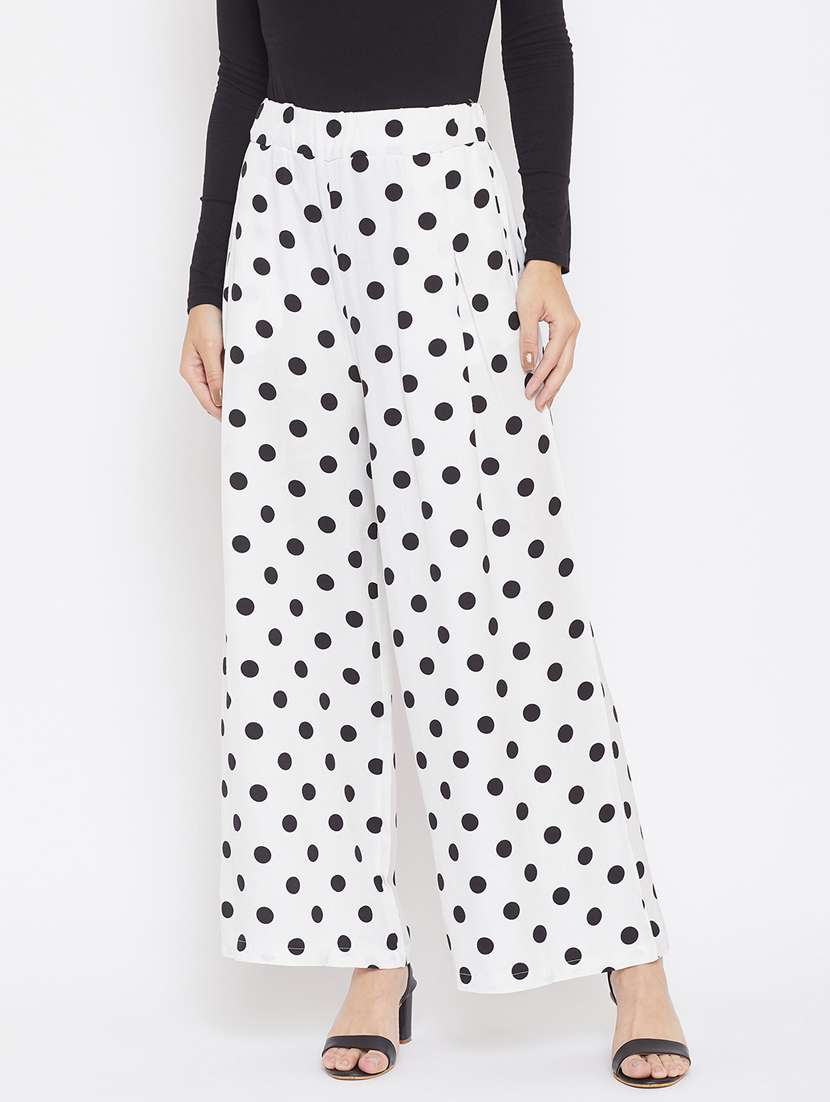 mid-rise polka printed trouser
