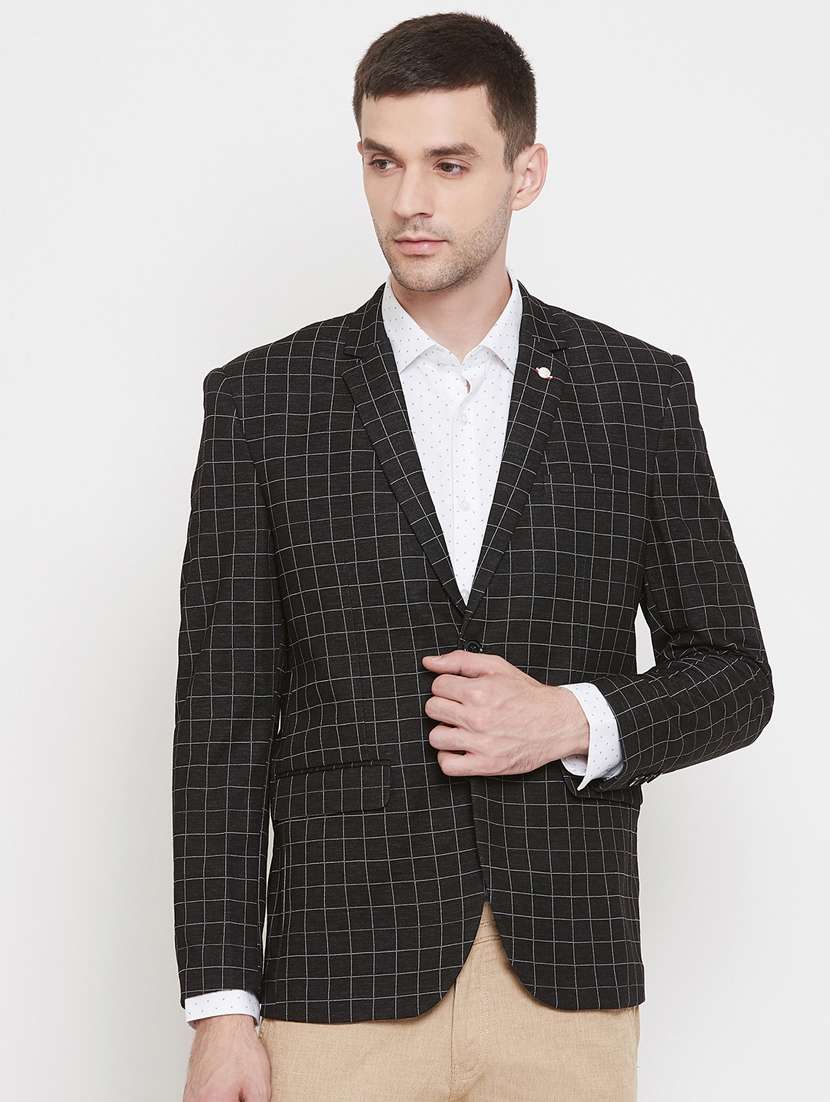 black checkered casual blazer