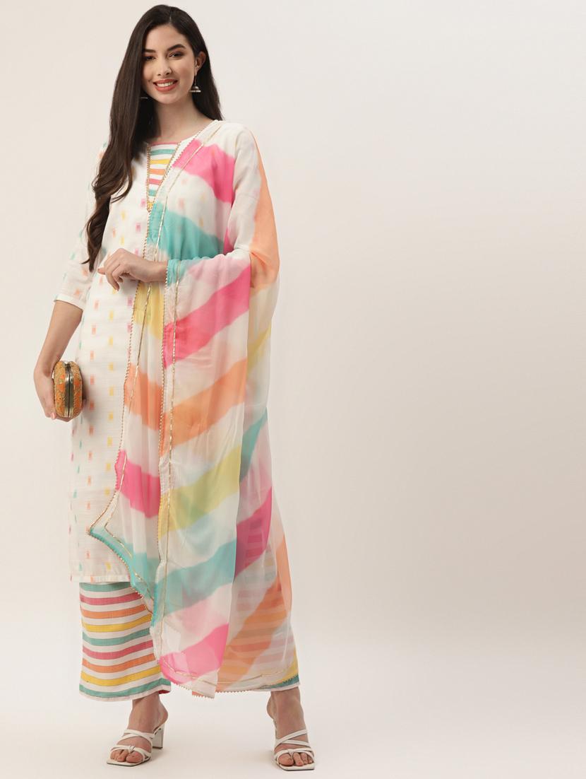 self design kurta palazzo set with dupatta - 18308822 - Zoom Image - 0
