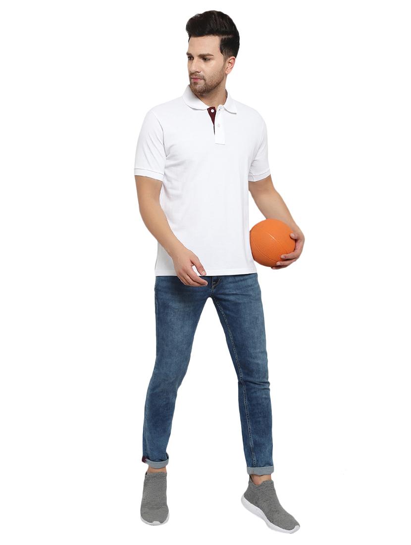 white solid polo t-shirt - 18308892 - Standard Image - 3