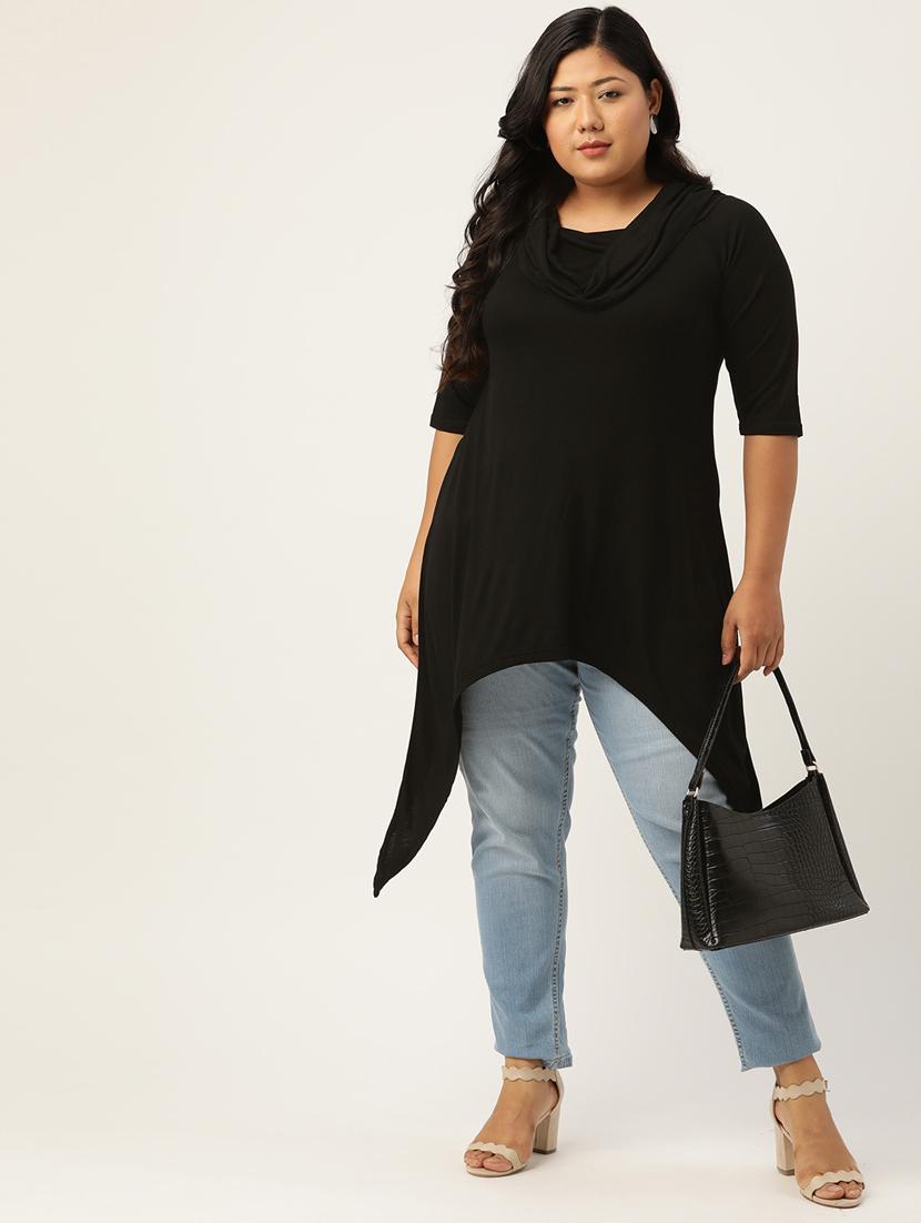 black solid asymmetric top - 18308959 - Standard Image - 3