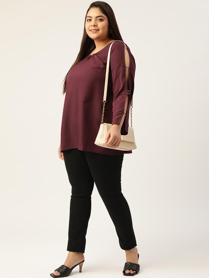 purple solid regular top - 18308977 - Standard Image - 3