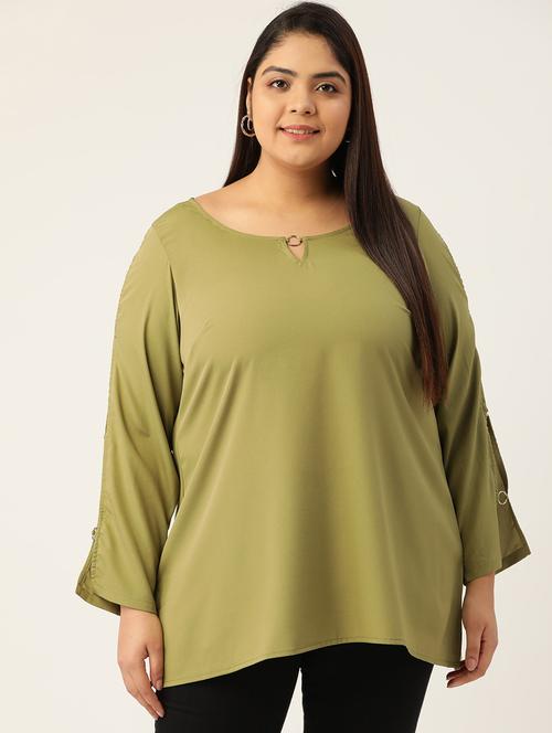 olive solid regular top - 18308979 -  Standard Image - 0