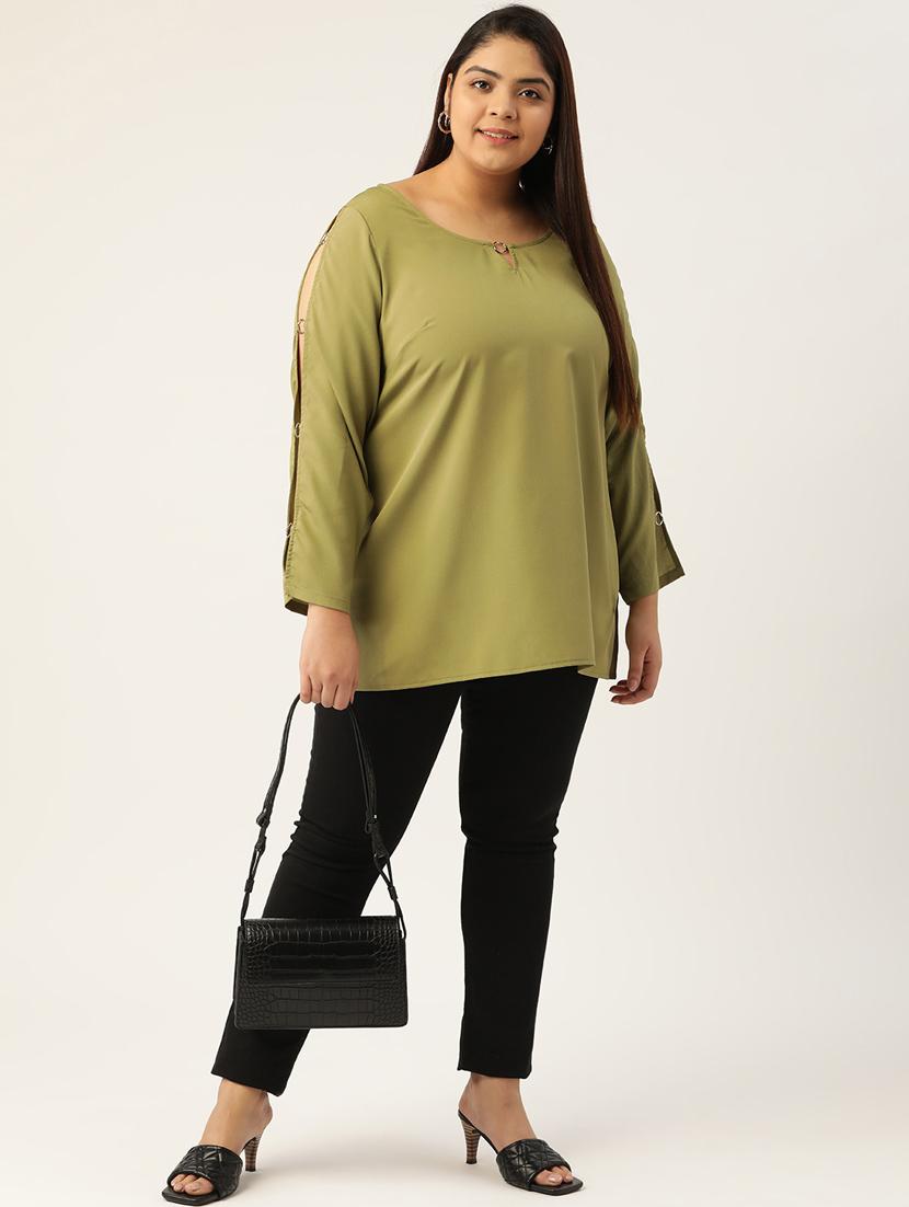 olive solid regular top - 18308979 - Standard Image - 3