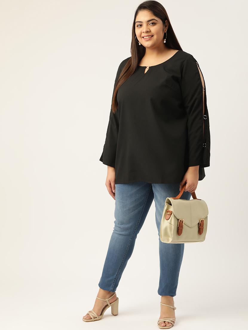 black solid regular top - 18308980 - Standard Image - 3