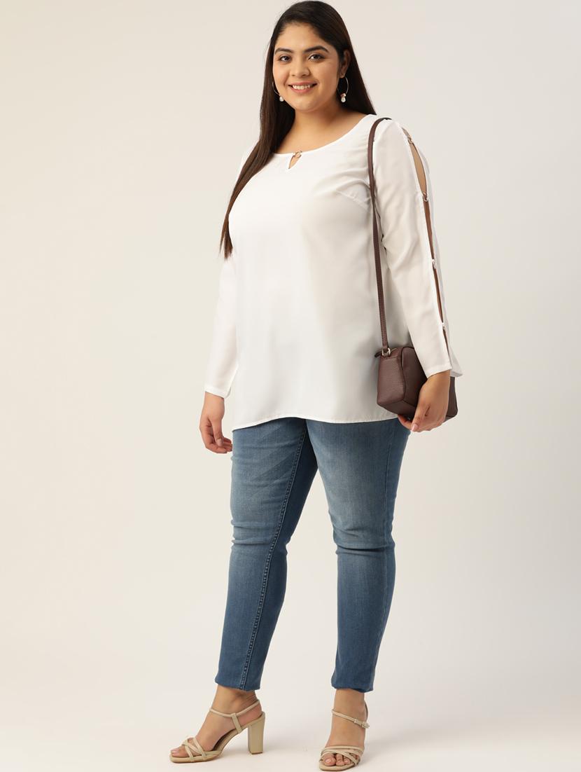 white solid regular top - 18308981 - Standard Image - 3