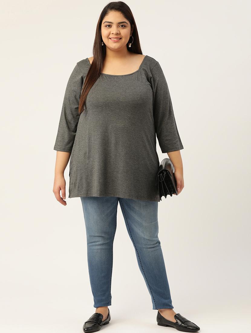grey solid plus top - 18309012 - Standard Image - 3