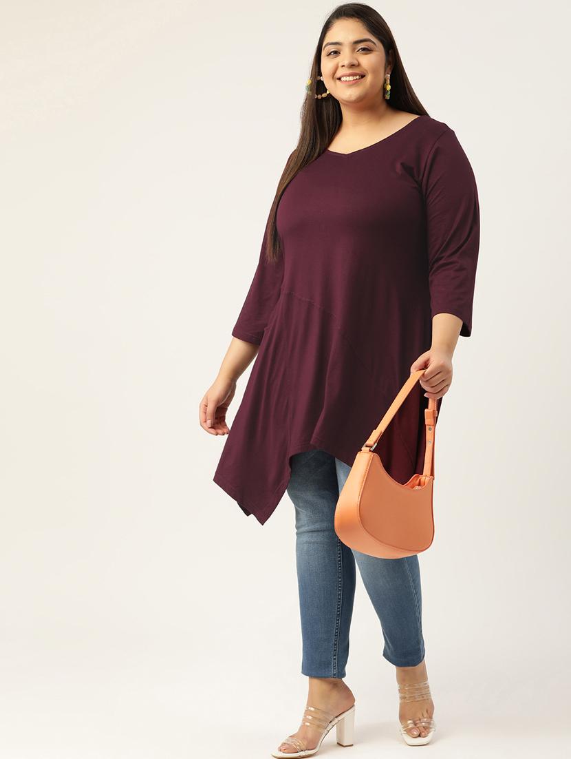 purple solid asymmetric top - 18309052 - Standard Image - 3