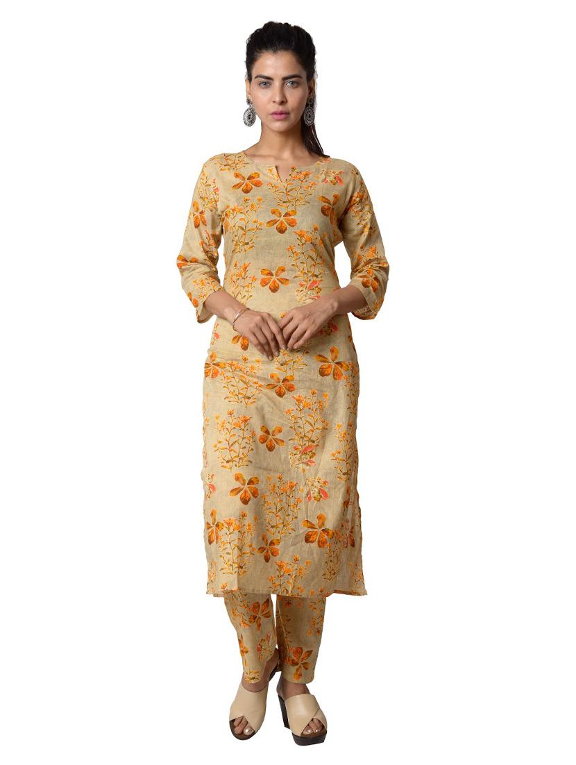 yellow cotton kurta pant set - 18309377 - Zoom Image - 0