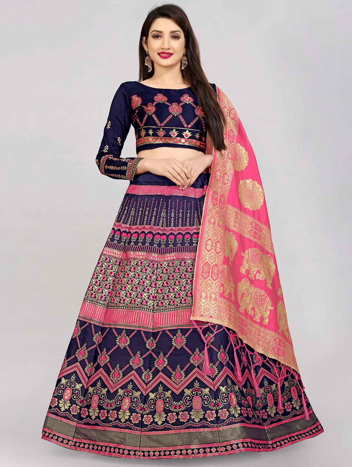 pink banarasi flared lehenga - 18309477 -  Zoom Image - 0