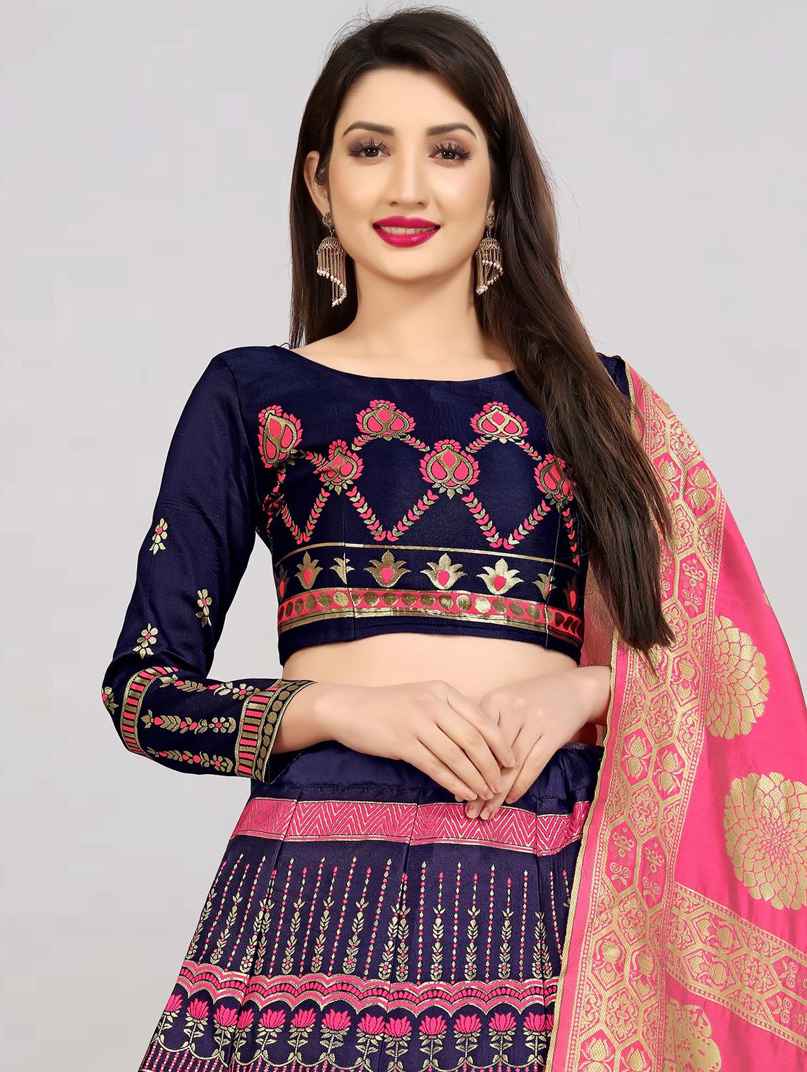 pink banarasi flared lehenga - 18309477 - Standard Image - 3