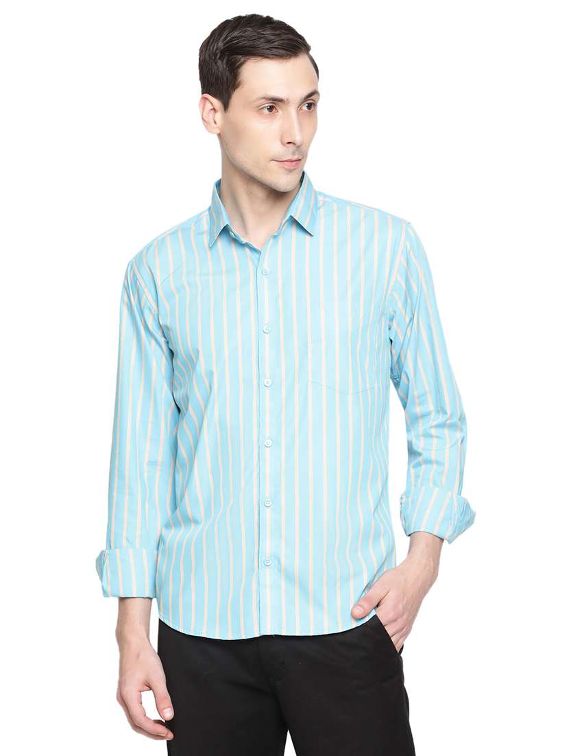 men striped long sleeve casual shirt