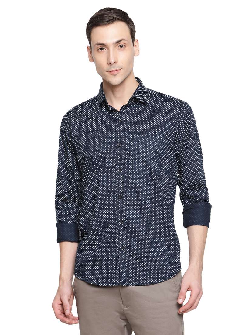 men printed long sleeve casual shirt