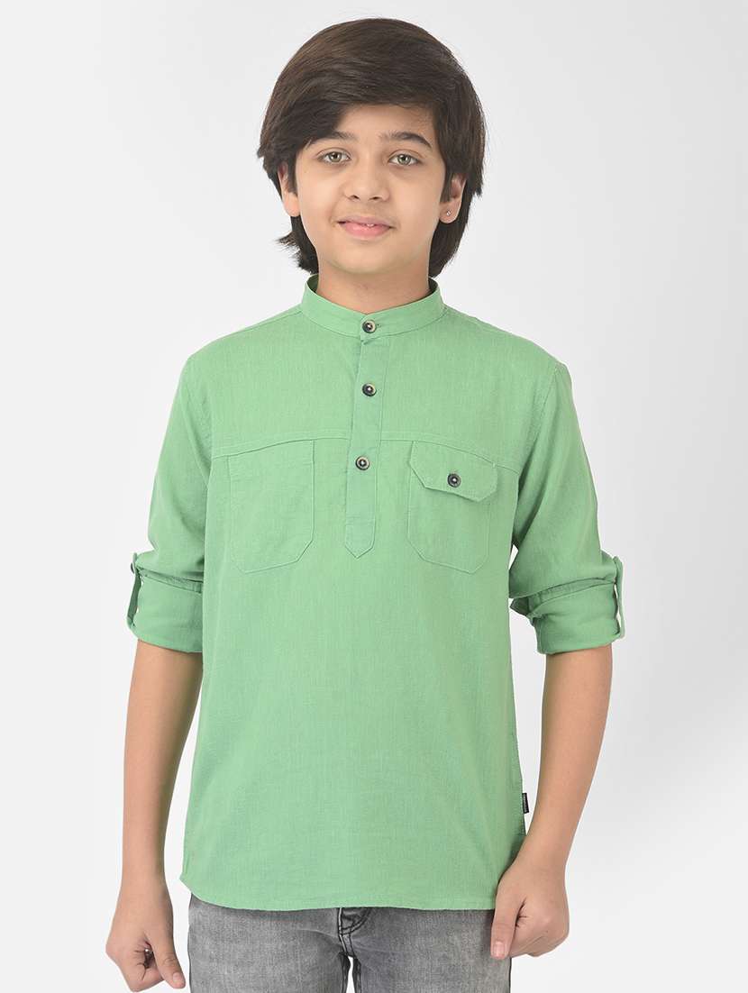 green solid kurta 