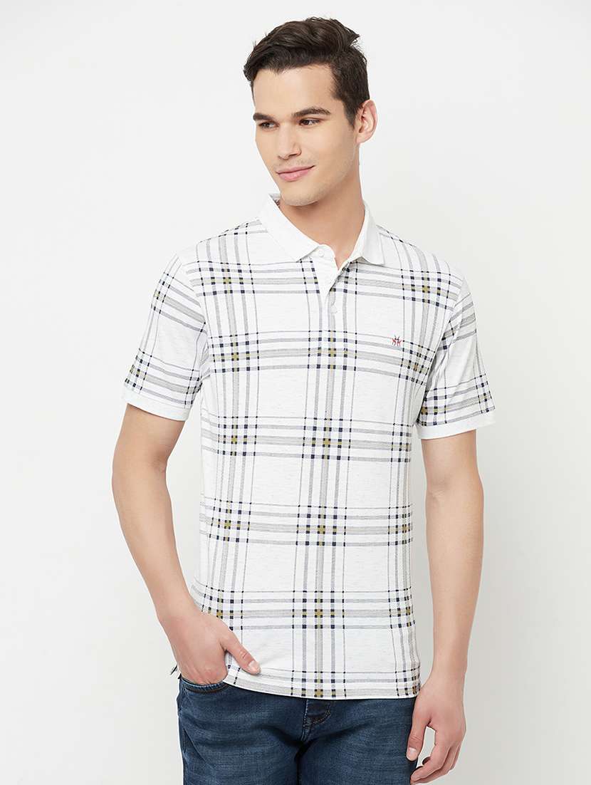 white checkered polo t-shirt