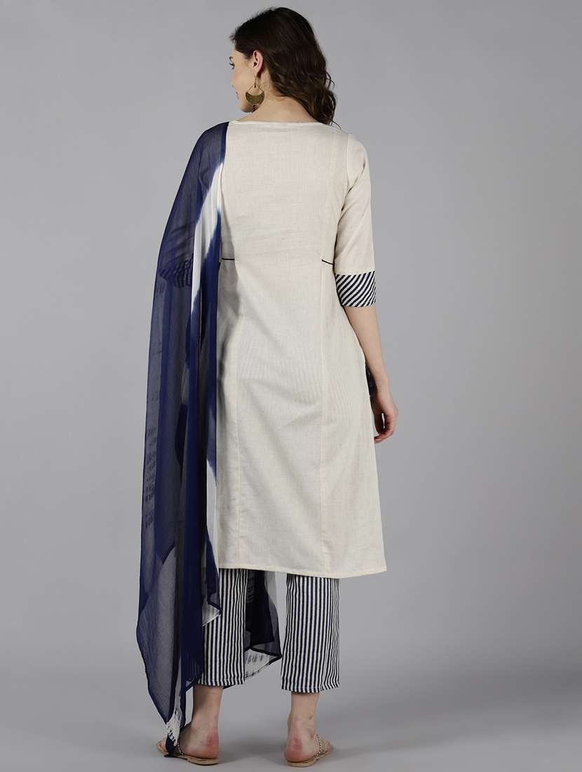 cream kurta suit set  - 18310155 -  Standard Image - 3