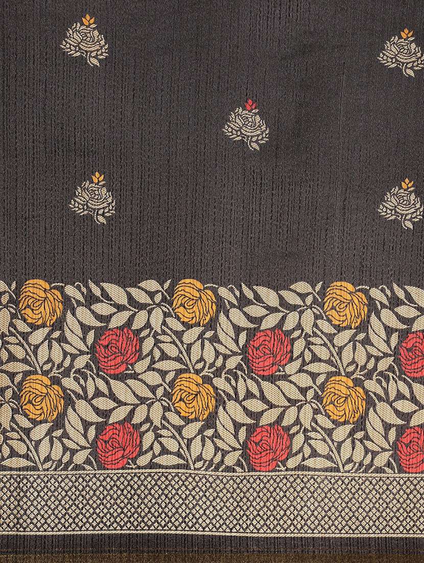 women's floral black colored saree - 18310266 -  Standard Image - 5
