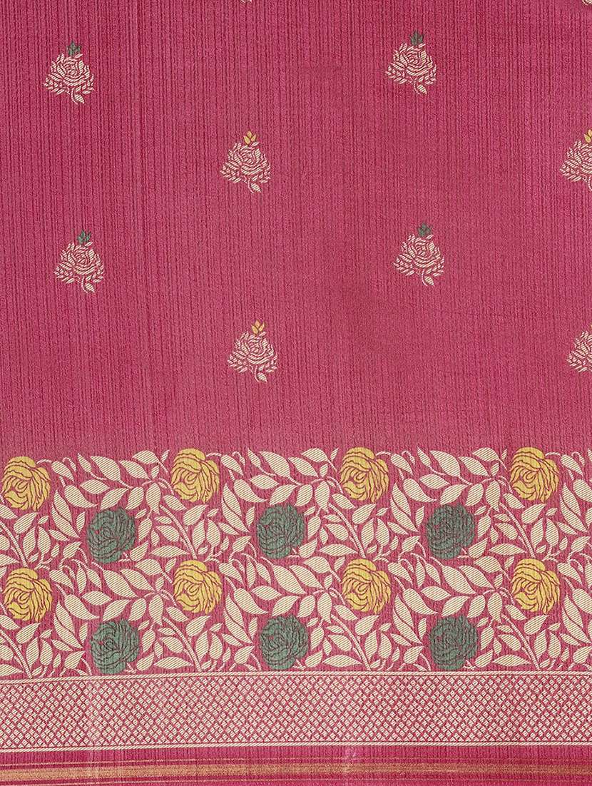 purple cotton blend printed saree with blouse - 18310267 -  Standard Image - 5