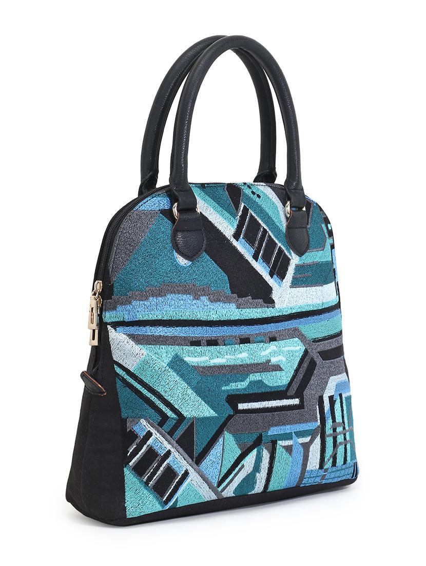 blue embroidered regular handbag - 18310302 - Standard Image - 3