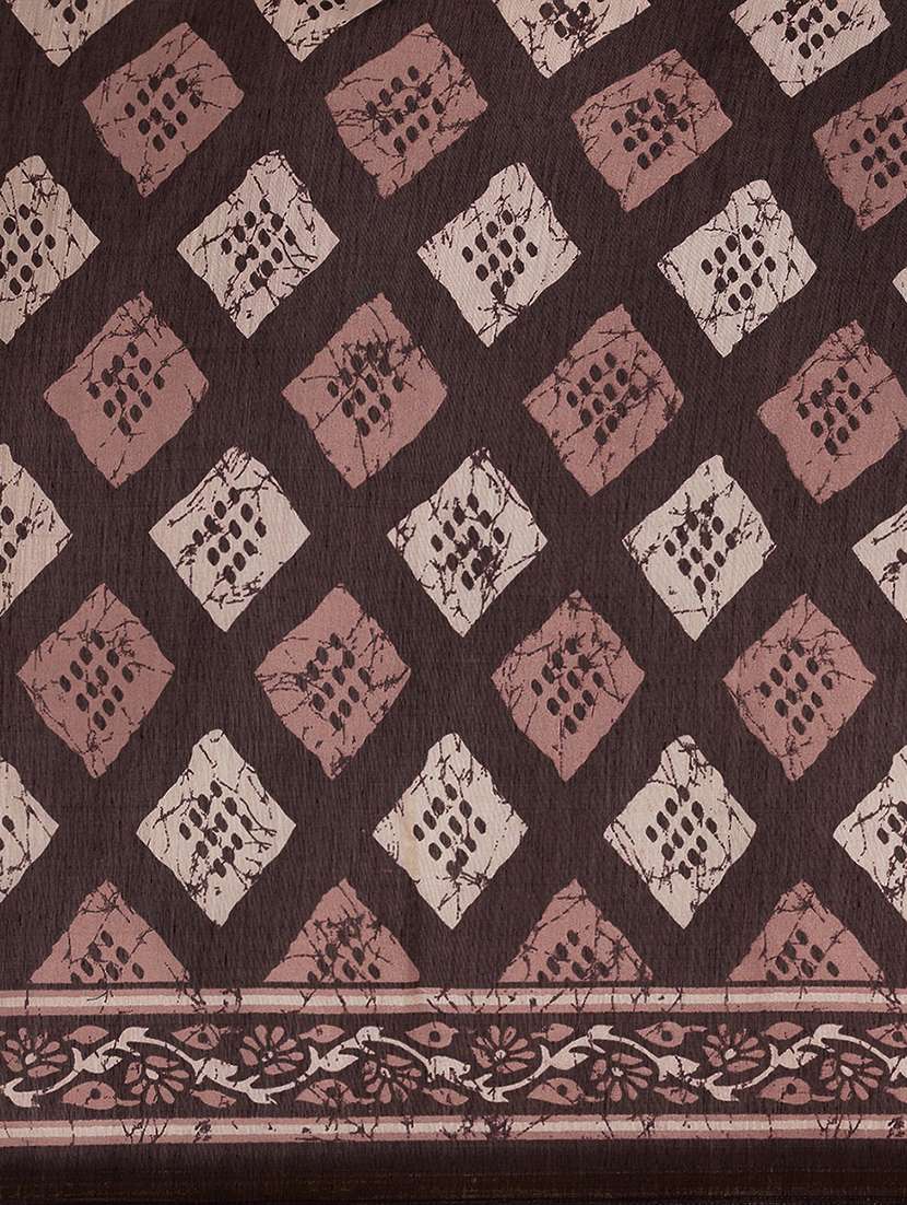 brown cotton blend printed saree - 18310346 -  Standard Image - 5