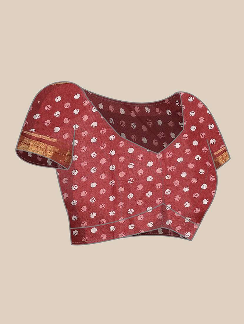 women's batik maroon colored saree - 18310347 -  Standard Image - 3