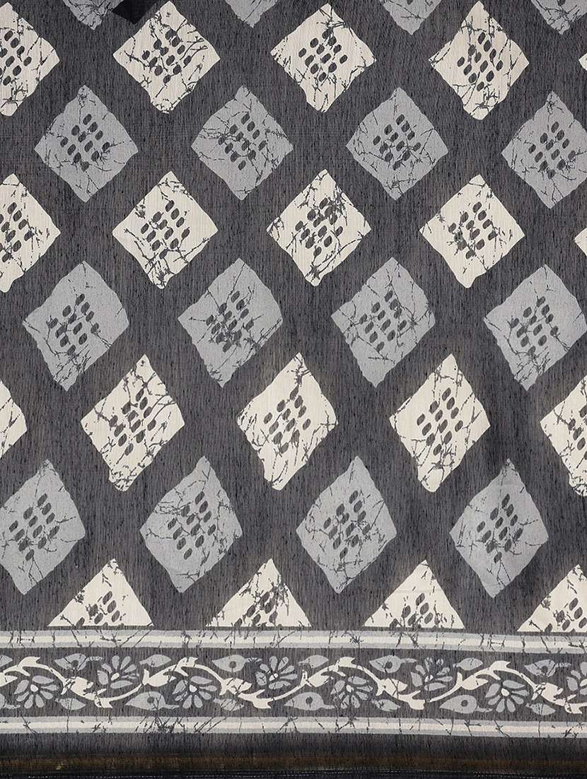 navy cotton blend printed saree - 18310348 -  Standard Image - 5