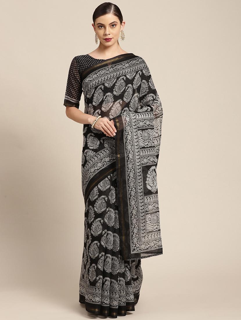 women's paisley black colored saree - 18310350 - Zoom Image - 0
