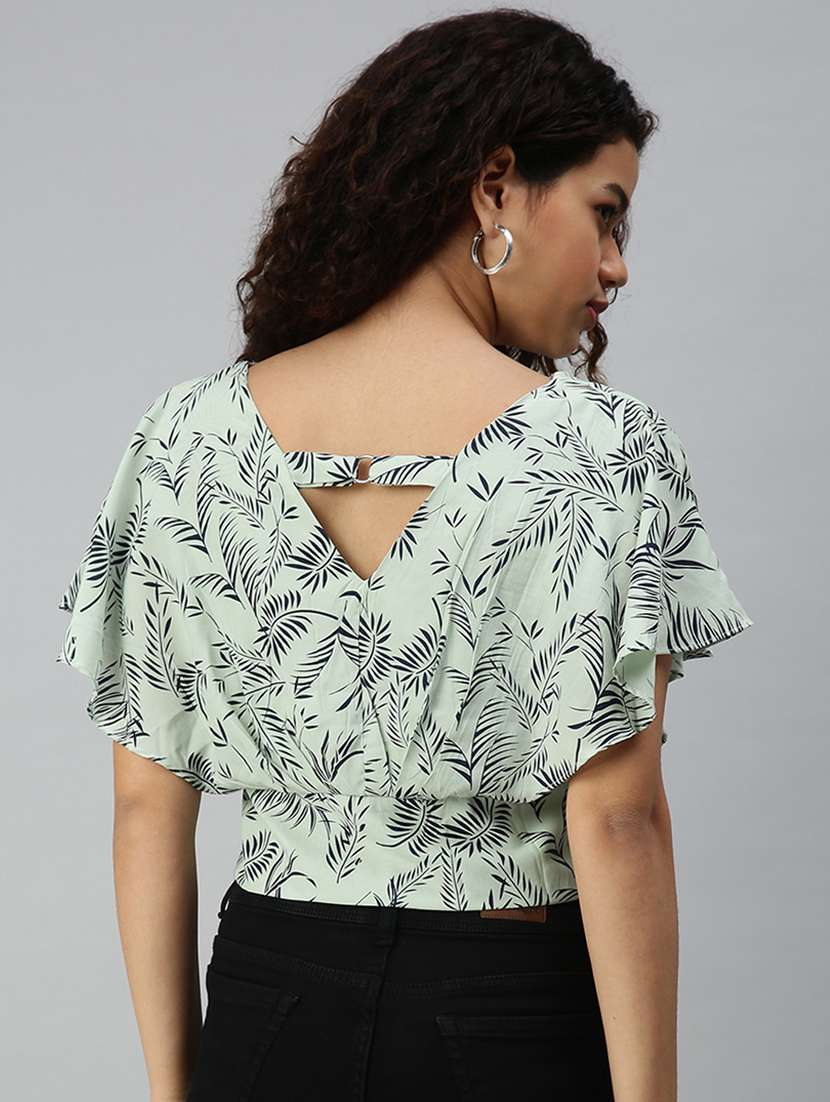 women's crop v neck top - 18310411 -  Standard Image - 3